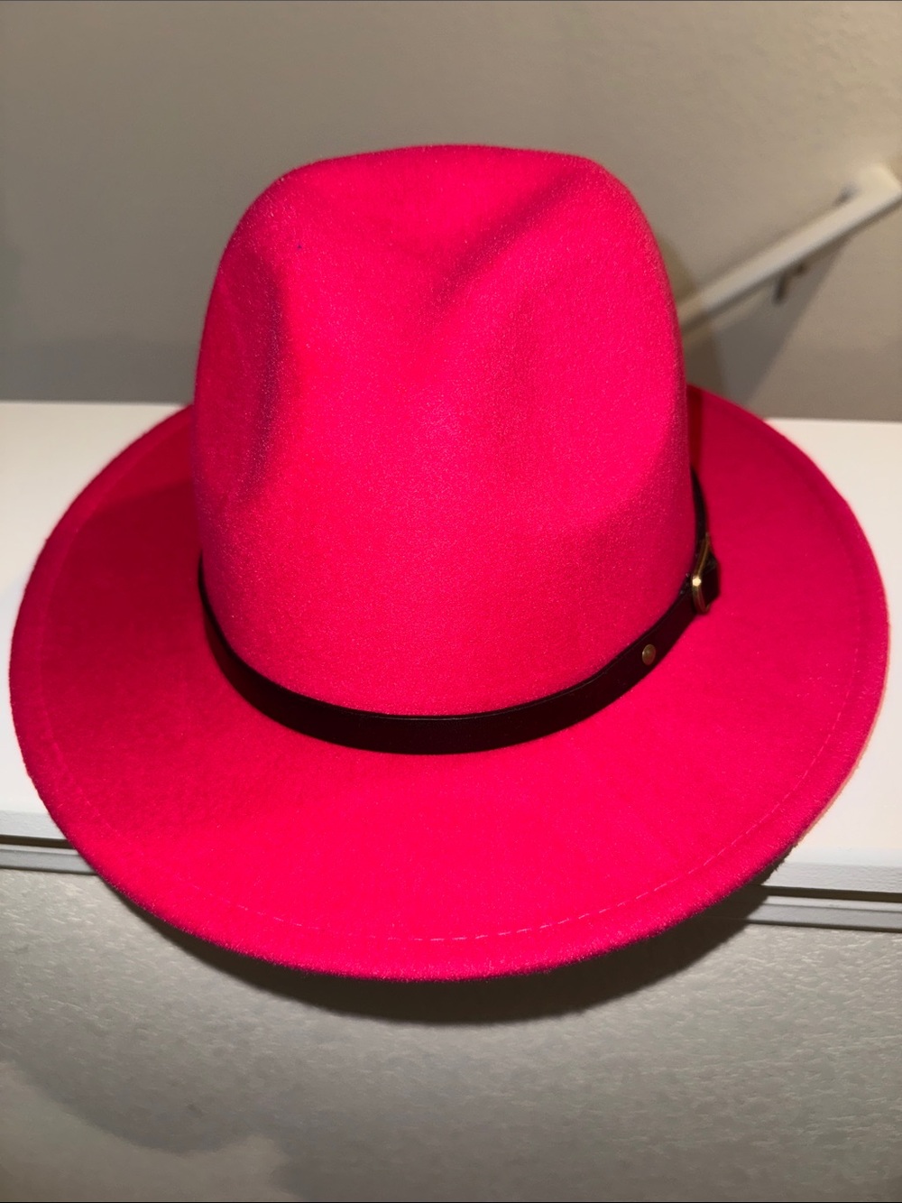 Fuchsia Felt Fedora with Black Band